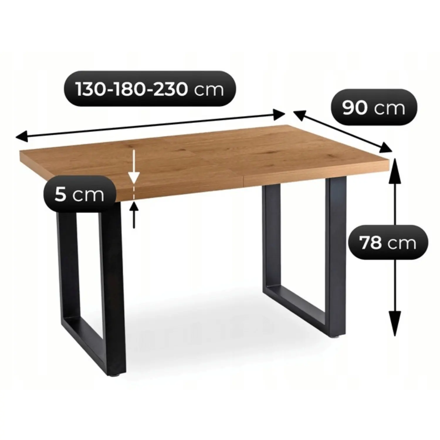 Стол раскладной Mebel Elite Tomas 130-230 (Golden Oak/Black) - 7