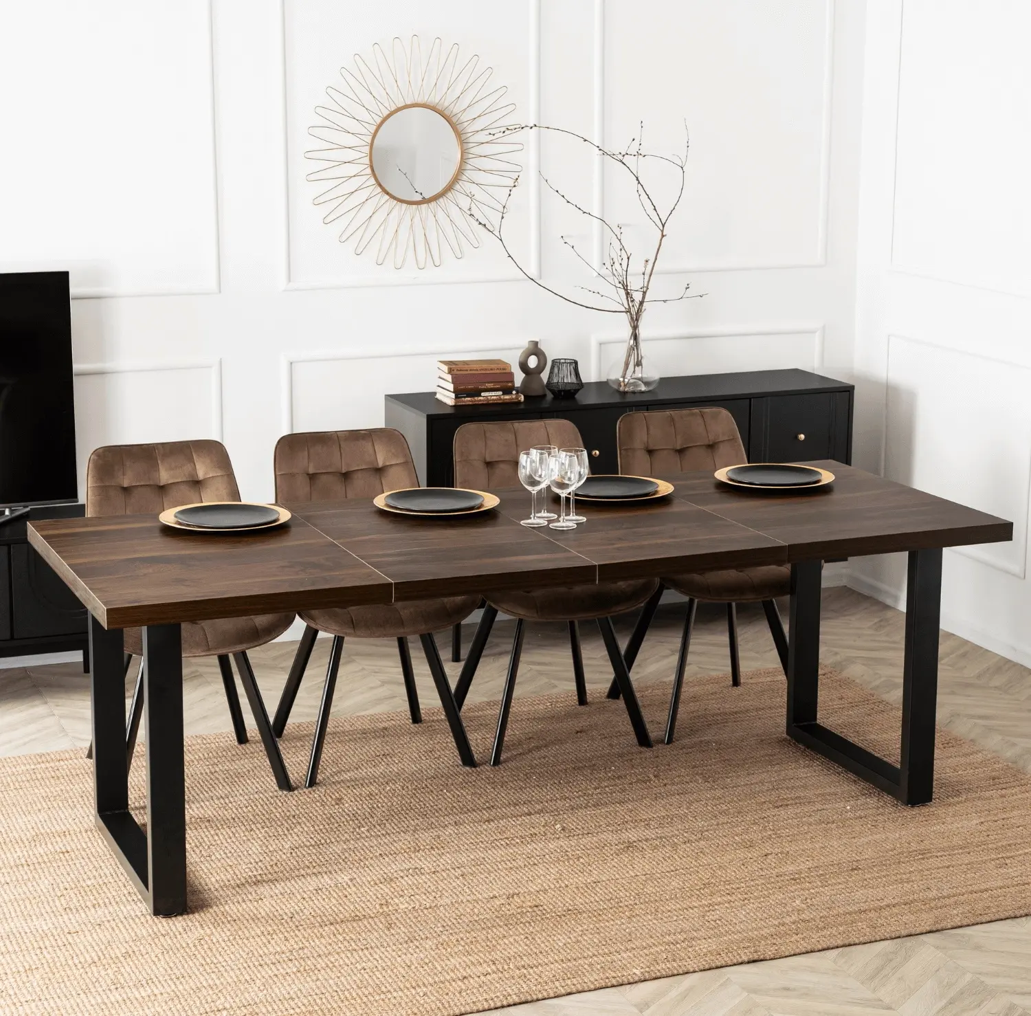 Стол раскладной Mebel Elite Tomas 130/230 (Walnut/Black) - 9
