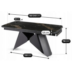 Стол раскладной Mebel Elite Verona 160/240 (Black Marble) Thumb