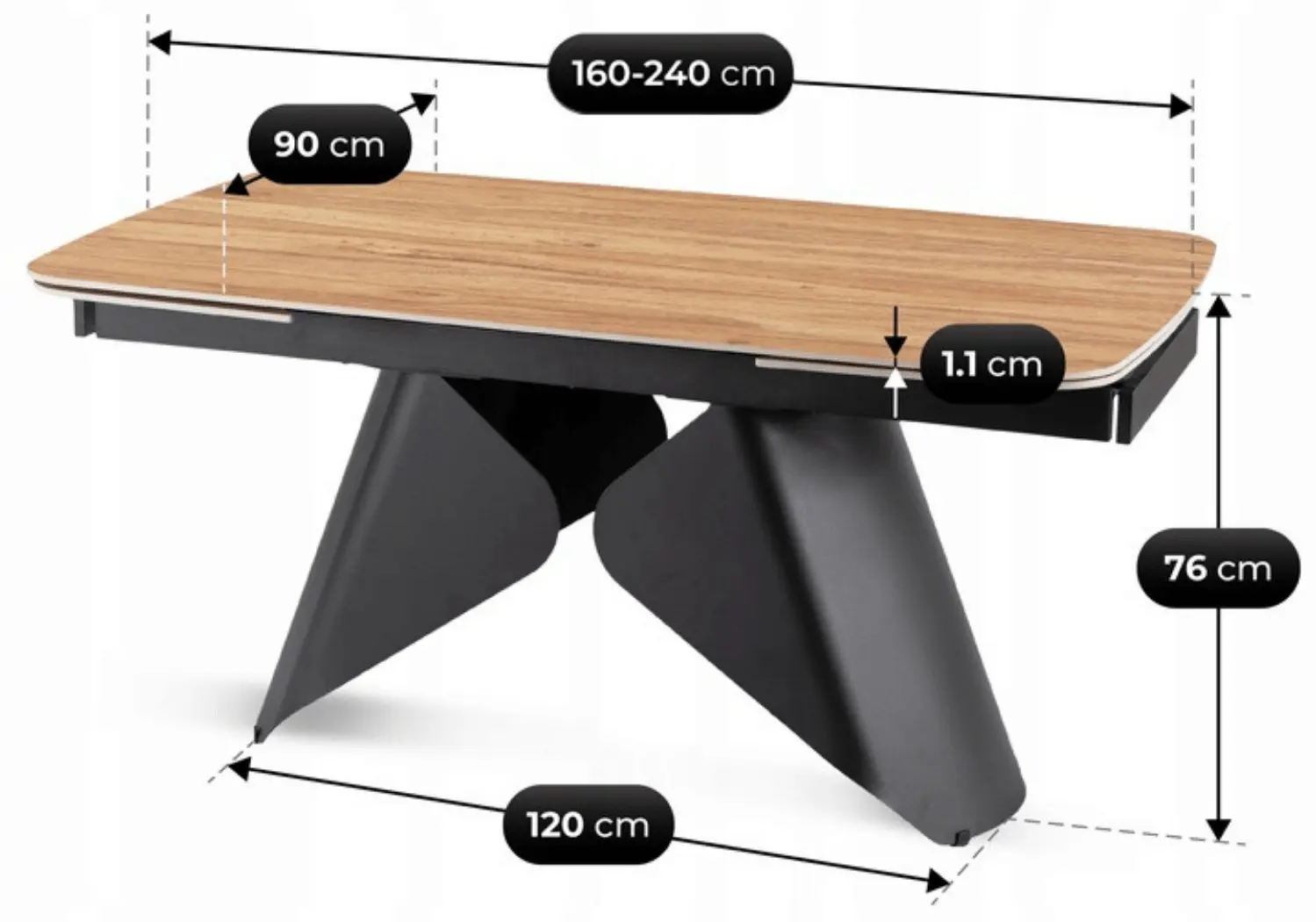 Masa extensibila Mebel Elite Verona 160/240 (Oak/Black)