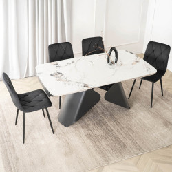 Masa extensibila Mebel Elite Verona 160/240 (White Marble/Black)