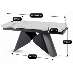 Стол раскладной Mebel Elite Verona 160/240 (White Marble/Black) Thumb