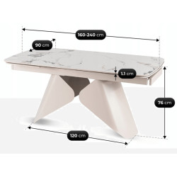 Masa extensibila Mebel Elite Verona 160/240 (White Marble/Cashmere) Thumb