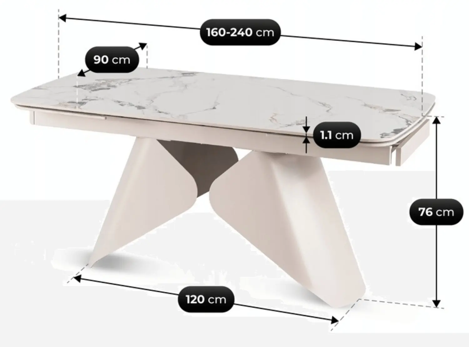 Masa extensibila Mebel Elite Verona 160/240 (White Marble/Cashmere)
