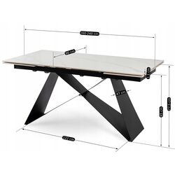 Masa extensibila Mebel Elite Victor 77x160/240 (White Marble/Black) Thumb