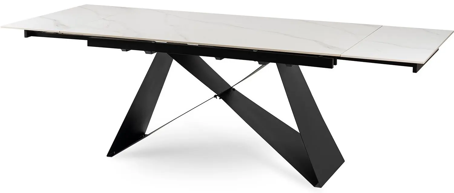 Masa extensibila Mebel Elite Victor 77x160/240 (White Marble/Black)