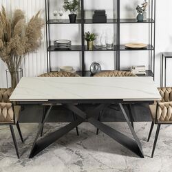 Masa extensibila Mebel Elite Victor 77x160/240 (White Marble/Black) Thumb