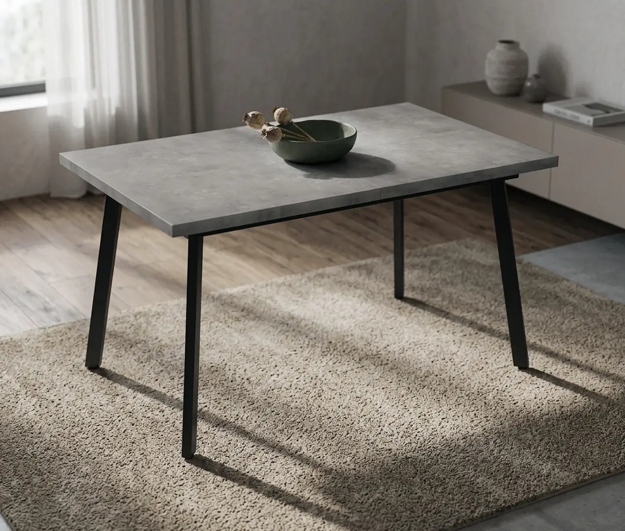 Masa extensibila Mobiland Lini 120/160x80 (Retro Stone/Black)