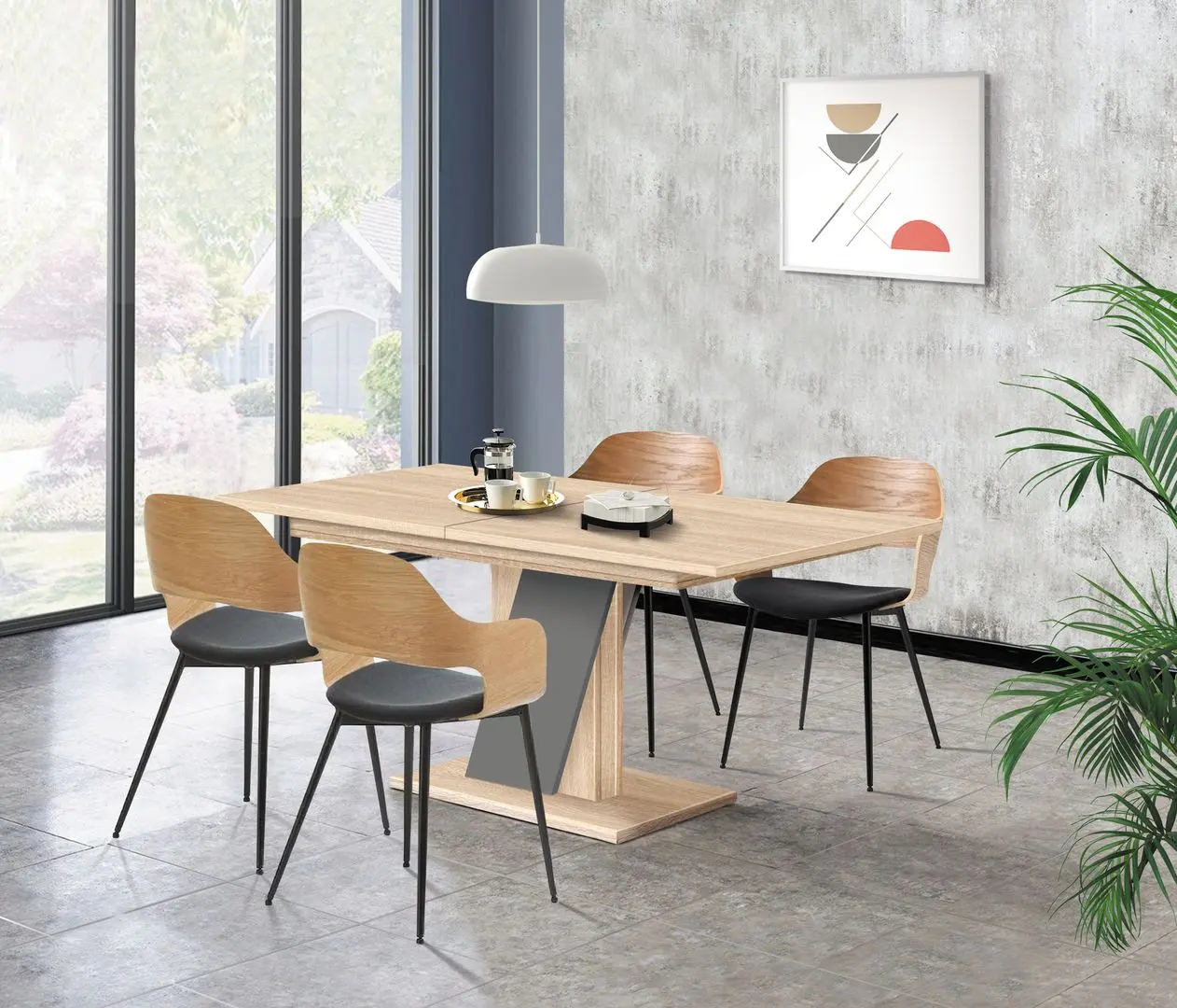 Masa extensibila Modern Slider 140/180x80x80 (Sonoma Oak/Slate Gray)