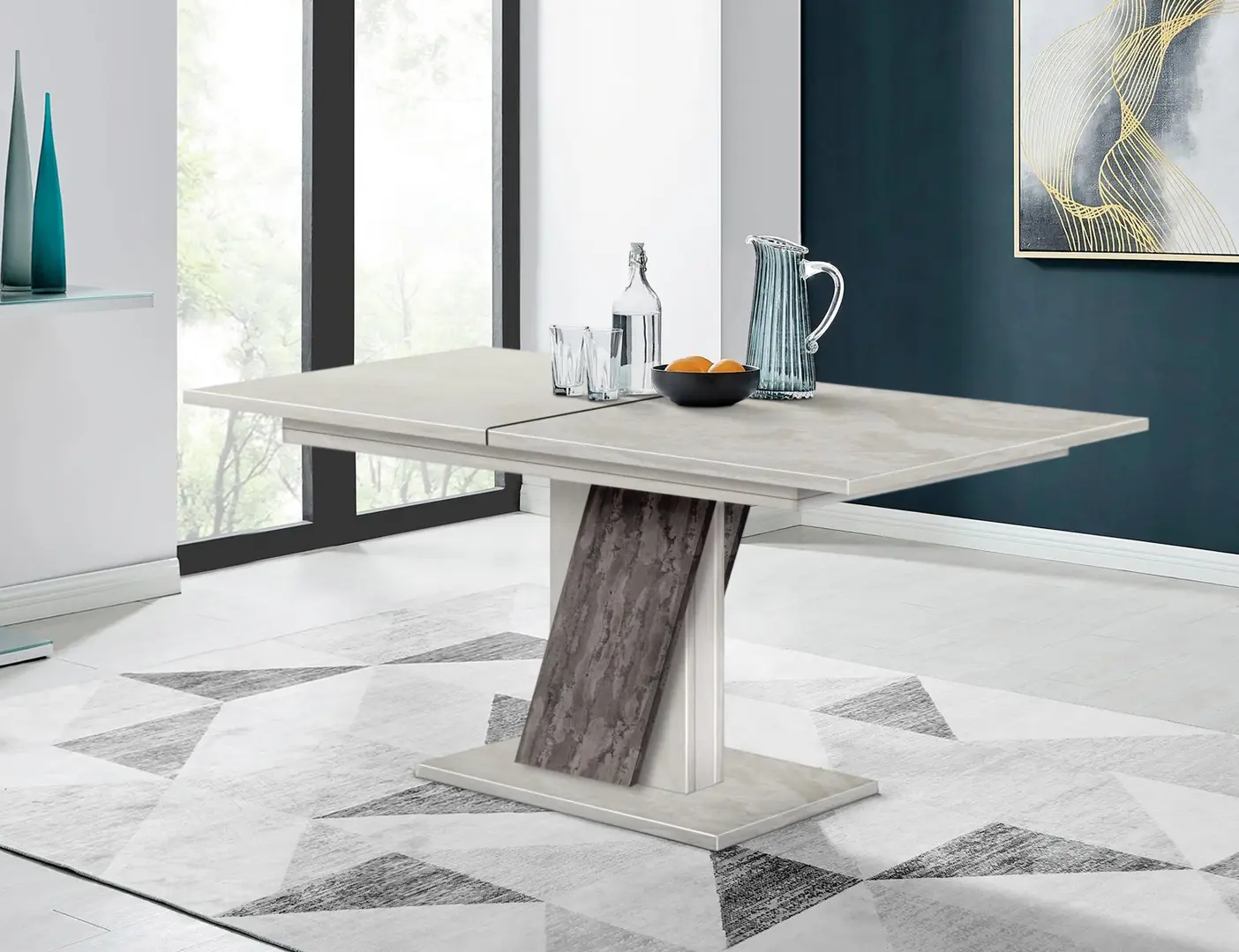 Masa extensibila Modern Slider 140/180x80x80 (Silk Stone/Iron stone)