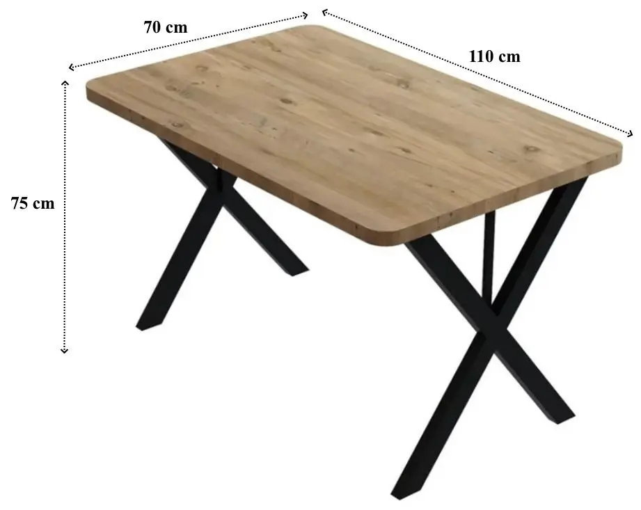 Masa Prestige X Leg 70x110 (Pine/Black) - 3