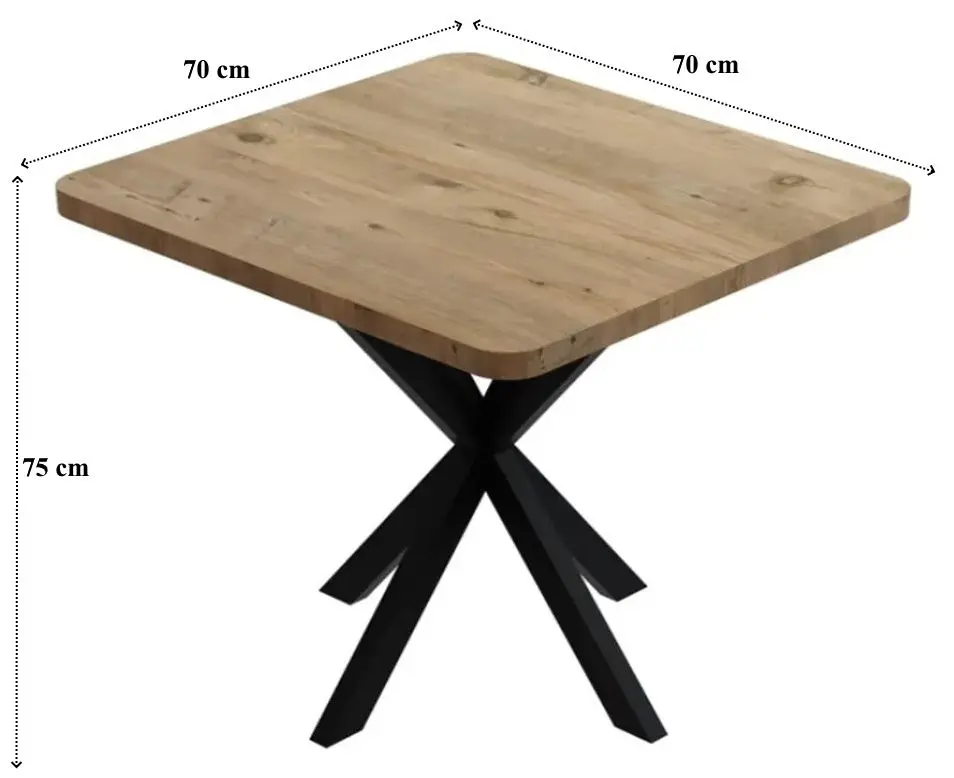 Masa Prestige Star Leg 70/70x75 (Pine/Black) - 3