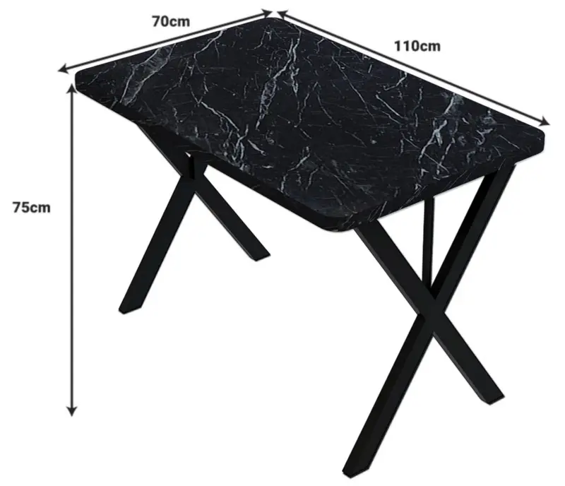 Стол Prestige Bendir X Leg 70x110 (Black Marble/Black) - 3