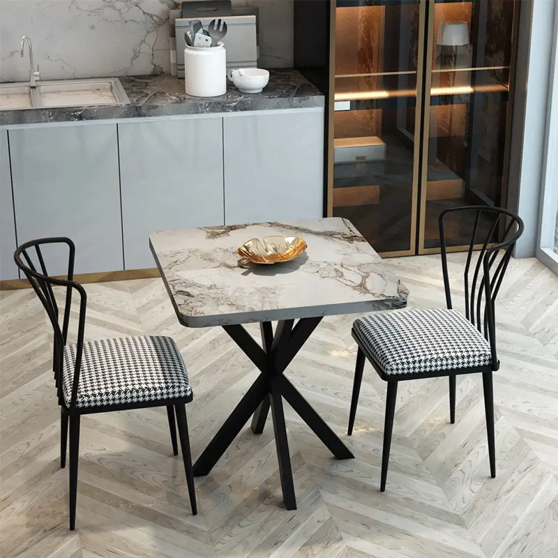 Masa Prestige Efes Star Leg 70/70x75 (Gray Marble/Black)