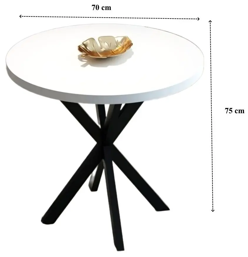 Masa Prestige WH Star Leg 70x75 (White/Black) - 2