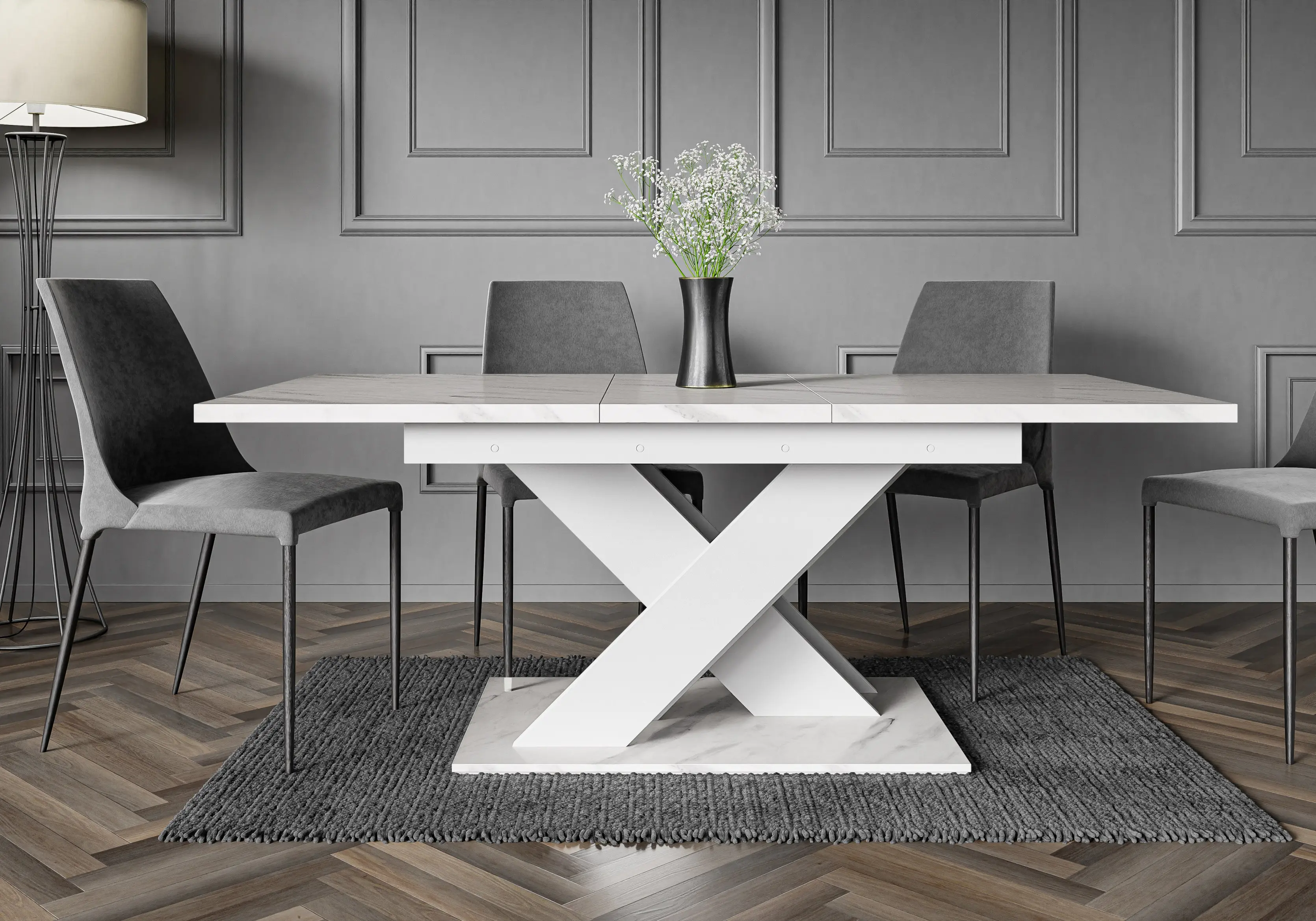 Стол раскладной Prospero Bronx (White Marble/White) - 2