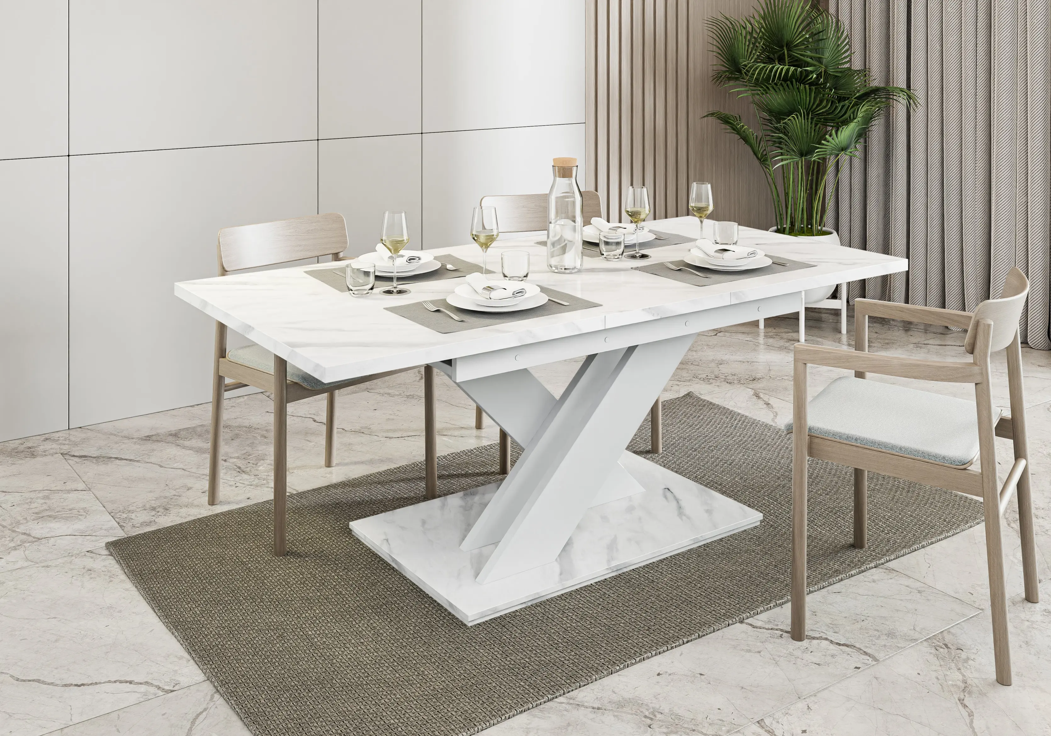 Стол раскладной Prospero Bronx (White Marble/White) - 5