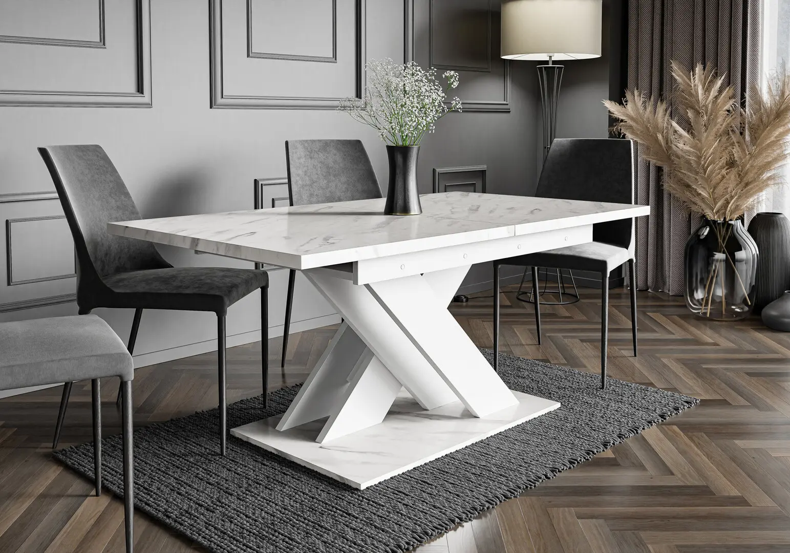 Стол раскладной Prospero Bronx (White Marble/White)