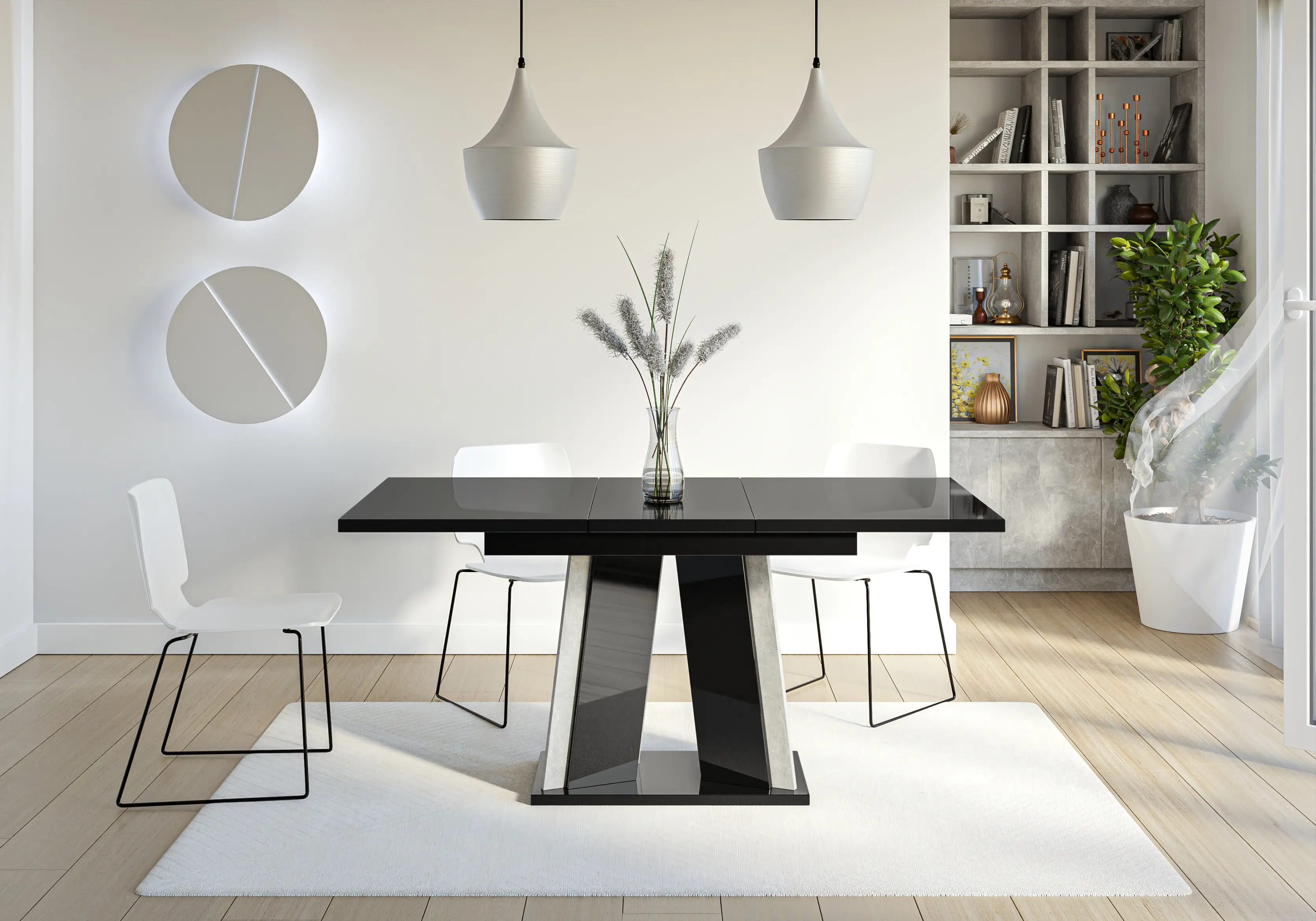 Стол раскладной Prospero Doha (Black Gloss/Stone) - 2