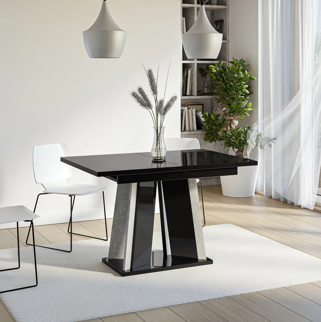 Стол раскладной Prospero Doha (Black Gloss/Stone)