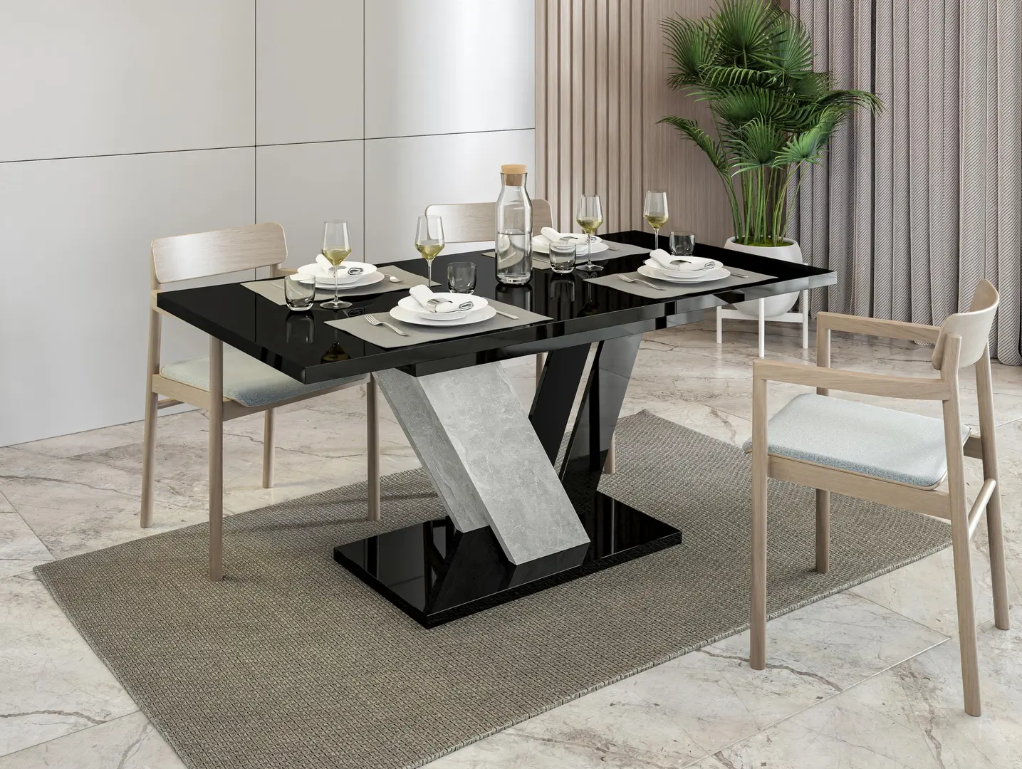 Masa extensibila Prospero Dubaj (Black Gloss/Stone) - 3