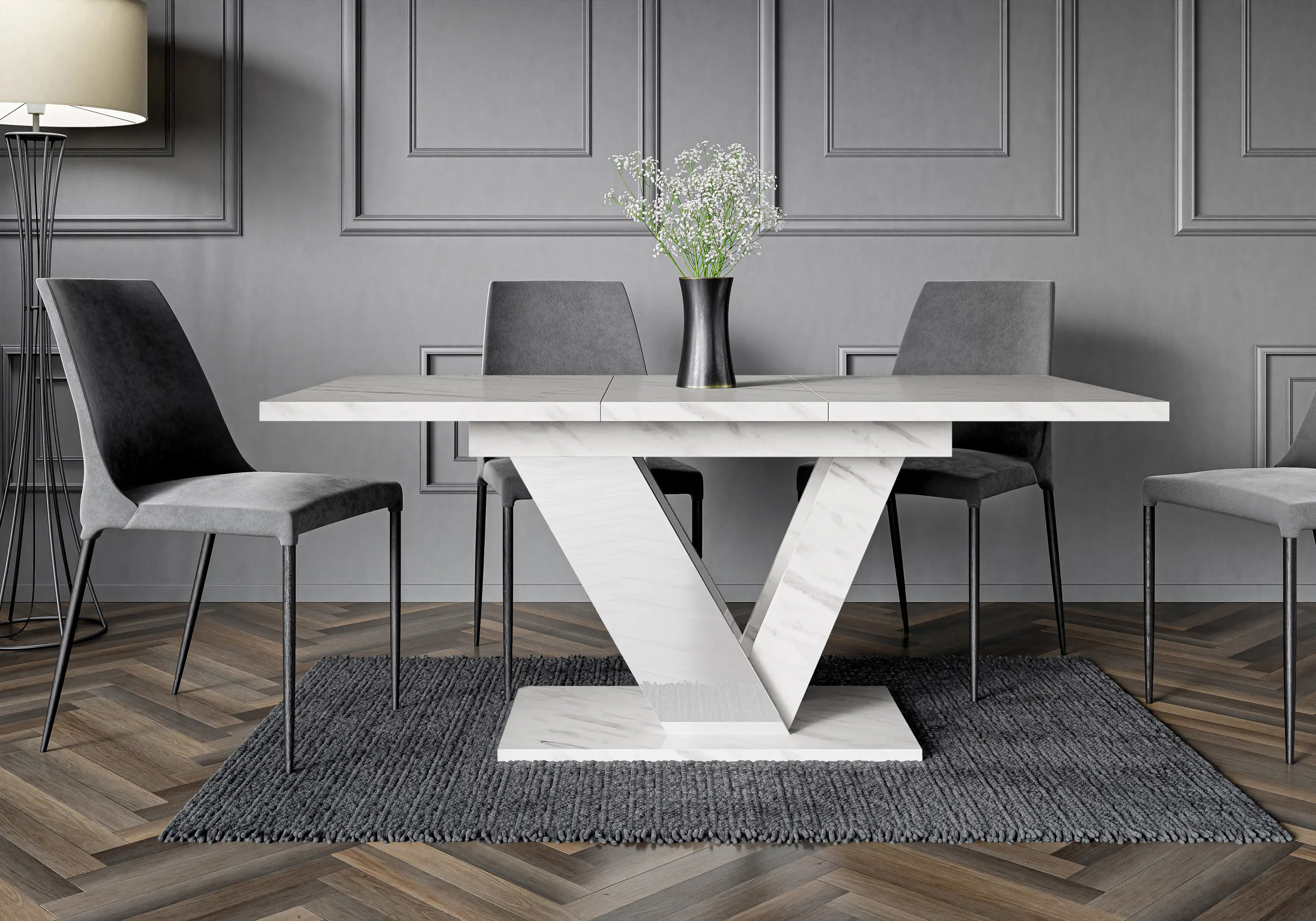 Стол раскладной Prospero Dubaj (White Marble/White Gloss) - 2