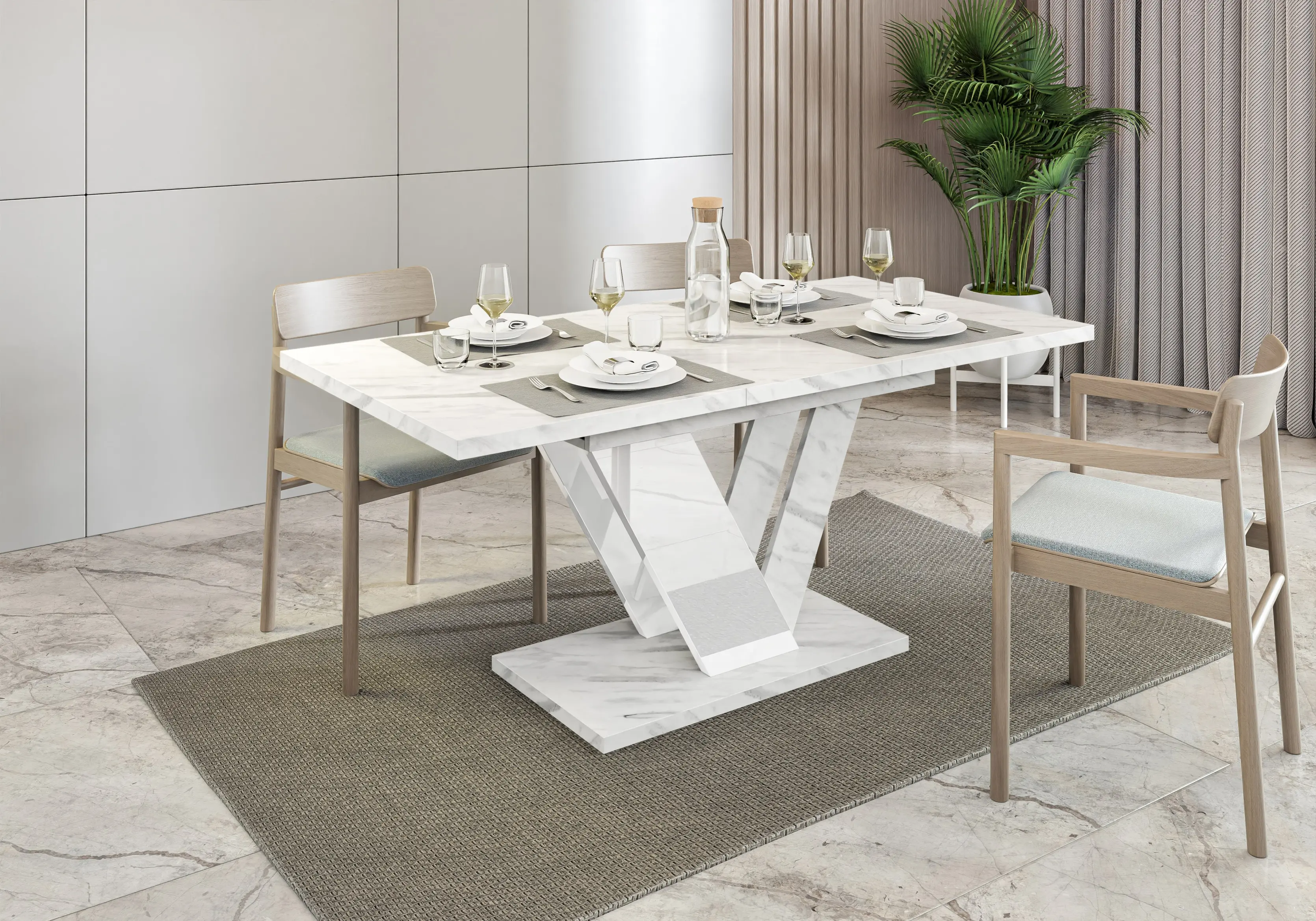 Стол раскладной Prospero Dubaj (White Marble/White Gloss) - 5