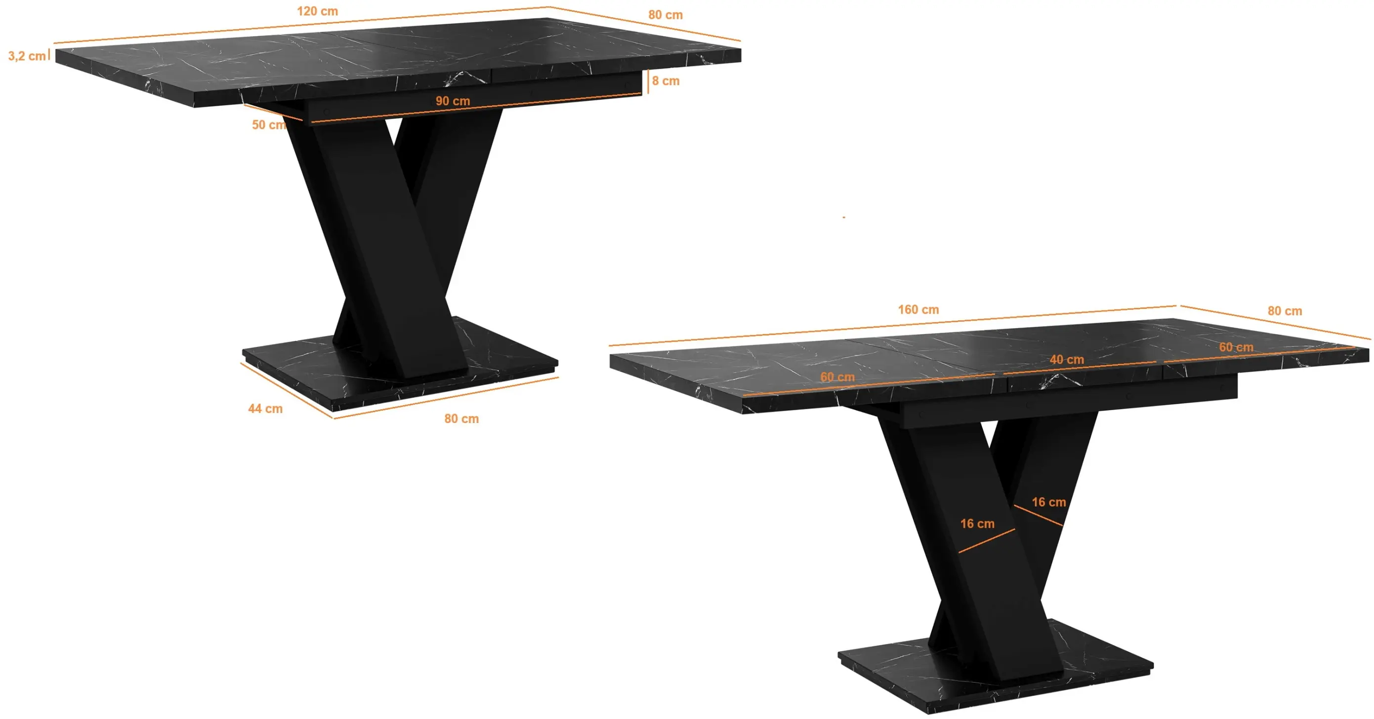 Стол раскладной Prospero Masiv (Black/Royal Marble Black) - 5