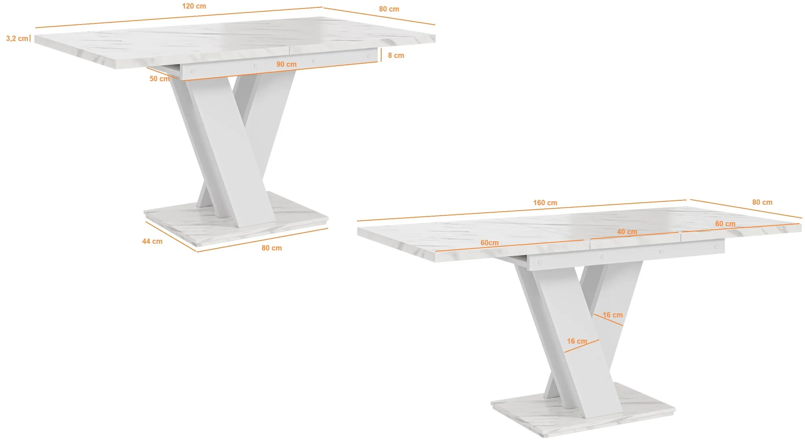 Masa extensibila Prospero Masiv (White/Marble White) - 6