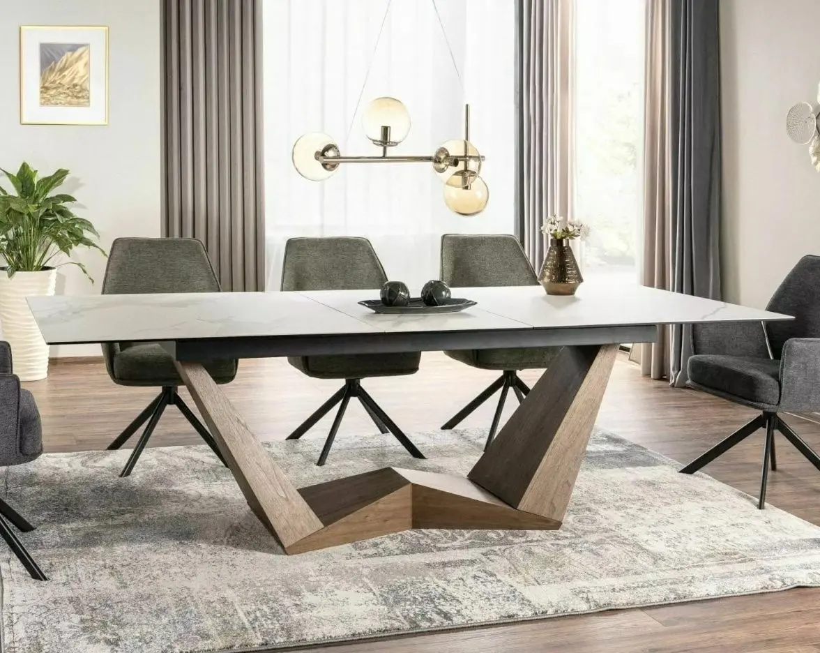 Masa extensibila Signal Bonucci Ceramic 200 Statuario Venato (White/Walnut)