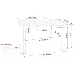 Masa extensibila Signal Dante II 90/130 (Artisan Oak/Black) Thumb