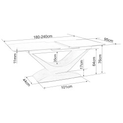 Masa extensibila Signal Dolce Ceramic 180/240 (White/Oak) Thumb