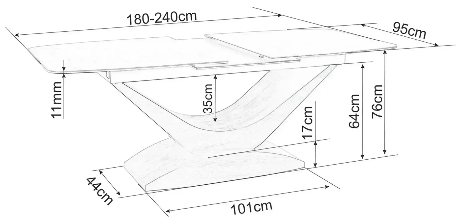 Masa extensibila Signal Dolce Ceramic 180/240 (White/Oak)