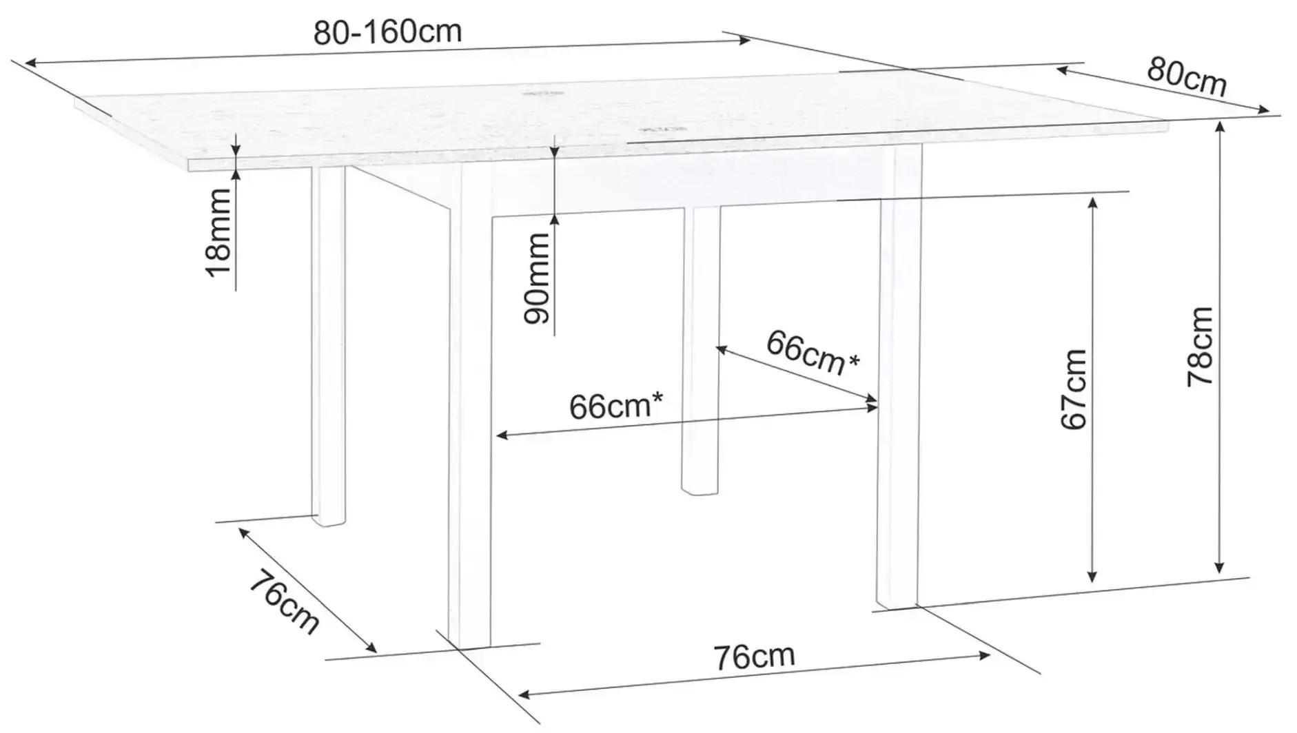 Masa extensibila Signal Flip 80/160 (Cashmere/Cremona Torro Oak)