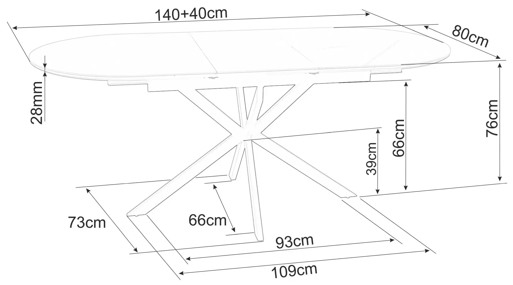 Masa extensibila Signal Gaston 140/180 (White/Black)