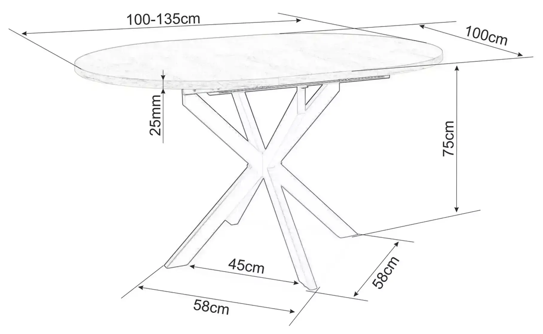 Стол раскладной Signal Gaston Ceramic 100/135 (Black)
