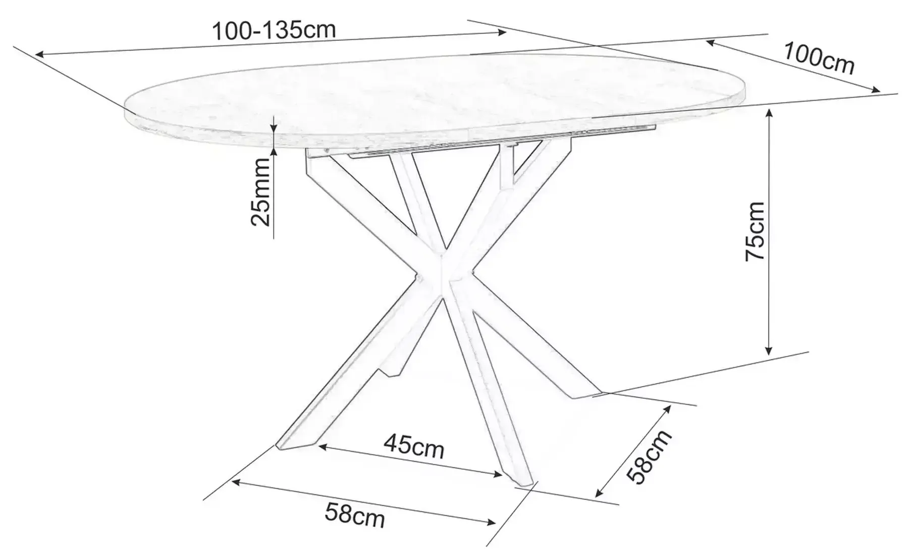 Стол раскладной Signal Gaston Ceramic 100/135 (Grey/Black)