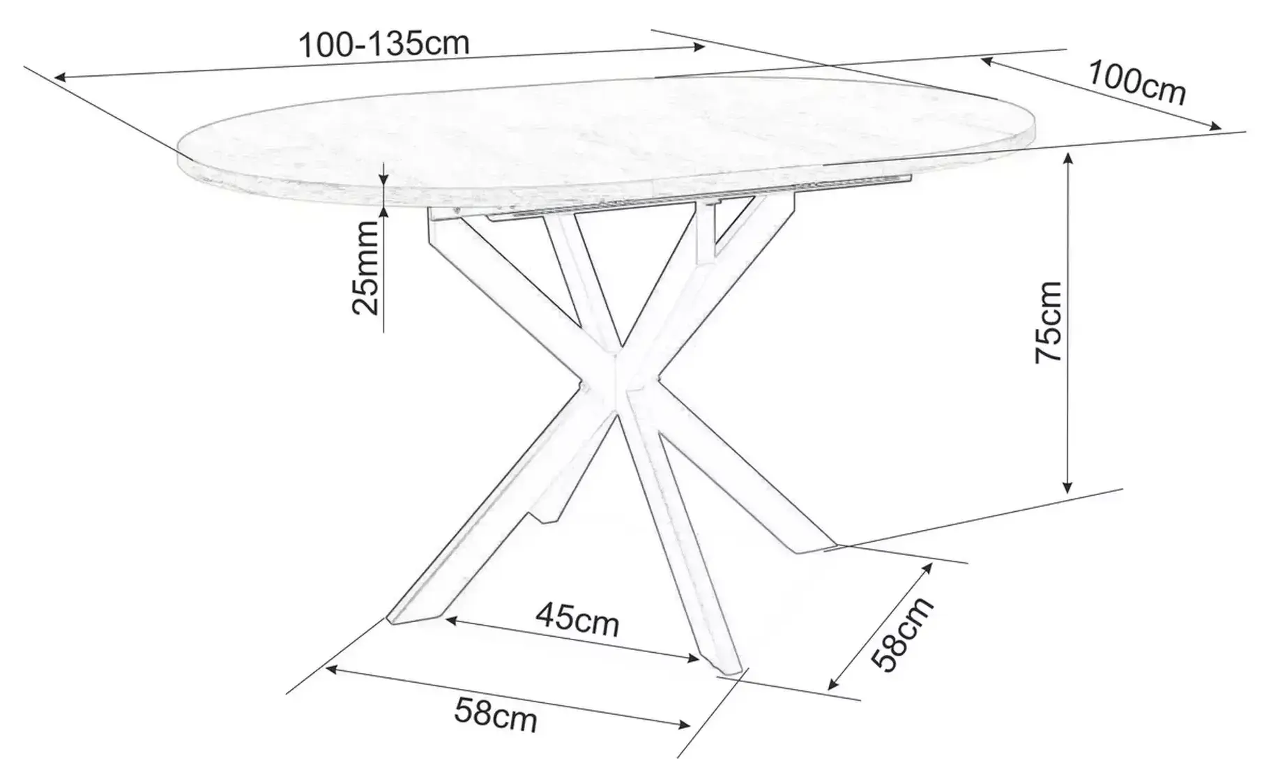 Стол раскладной Signal Gaston Ceramic 100/135 (White/Black)
