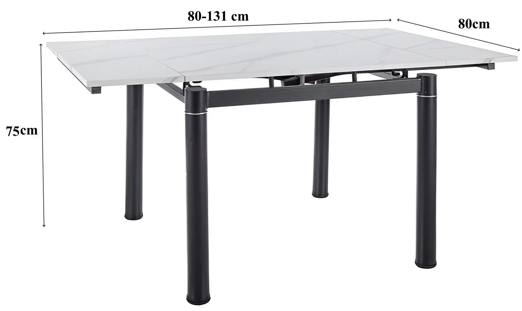 Masa plianta Signal GD082 80 (White Marble/Black Matt)