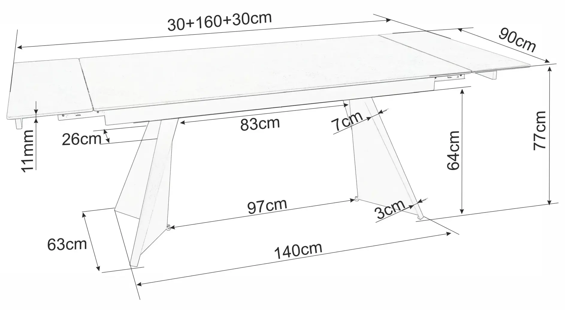Masa extensibila Signal Laconi 160/220 (White/Black)
