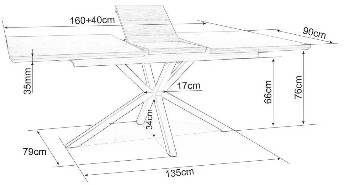Masa extensibila Signal Logan 160 (White/Black Matt)