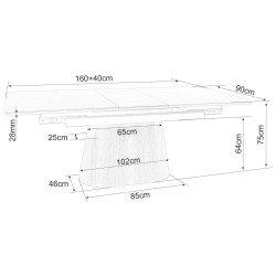 Masa extensibila Signal Monaco 160/200 (Travertine Beige/Oak) Thumb
