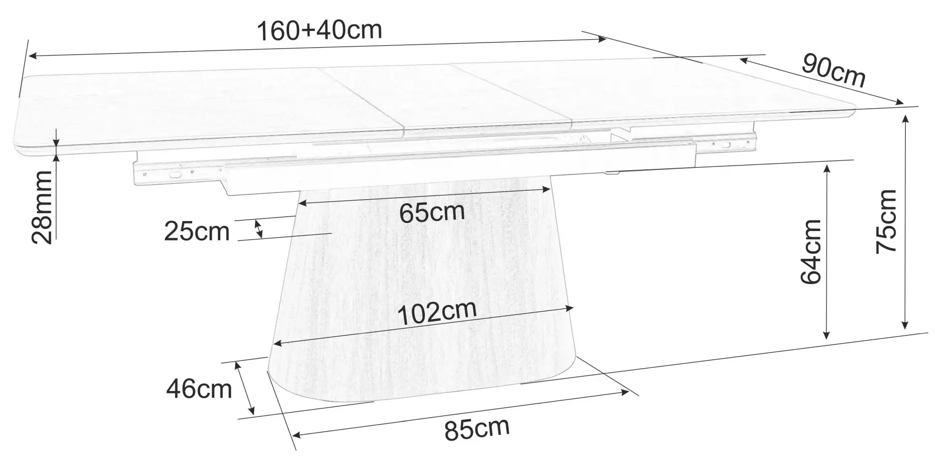 Masa extensibila Signal Monaco 160/200 (Travertine Beige/Oak)