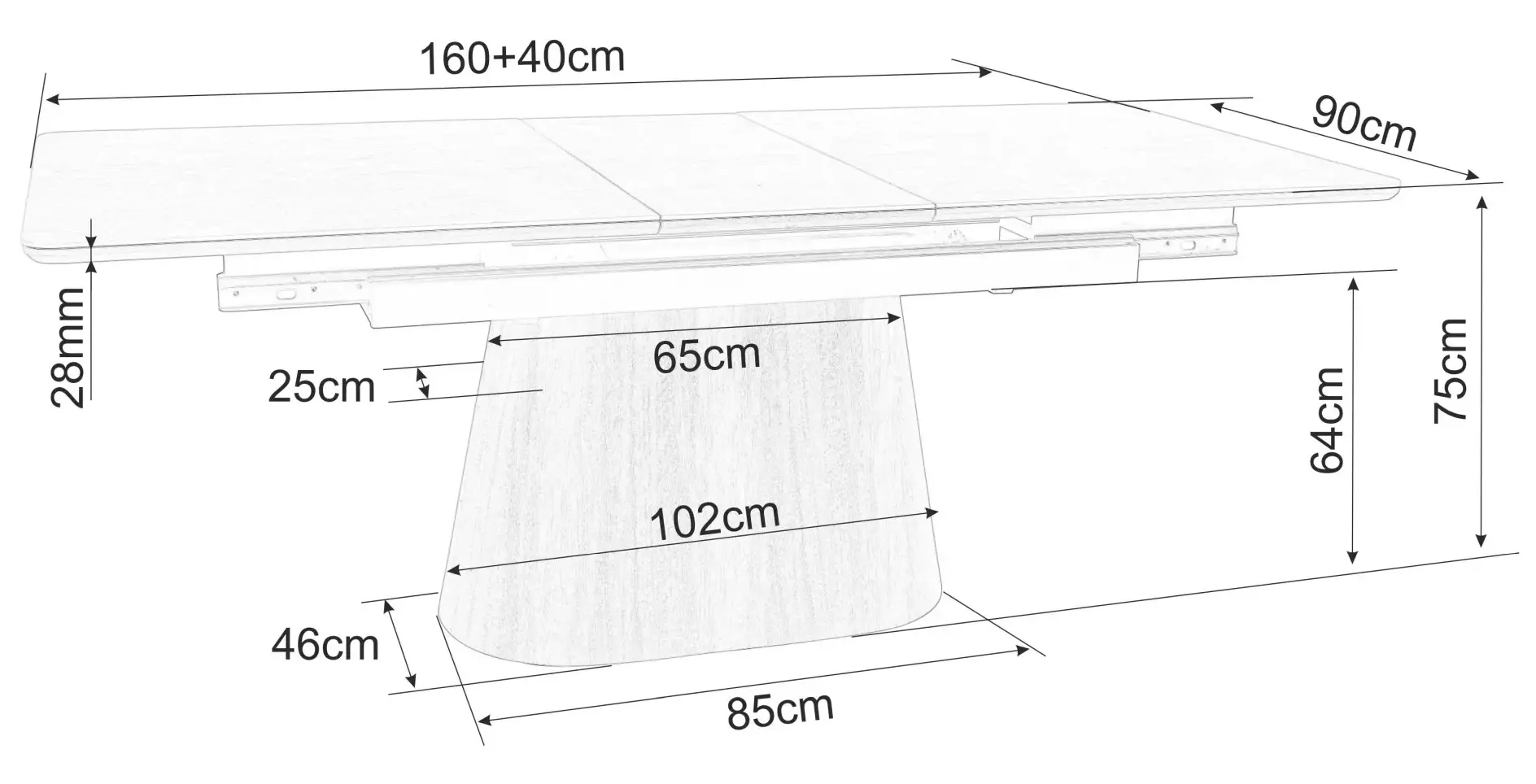 Стол раскладной Signal Monaco 160/200 (Walnut/Black)