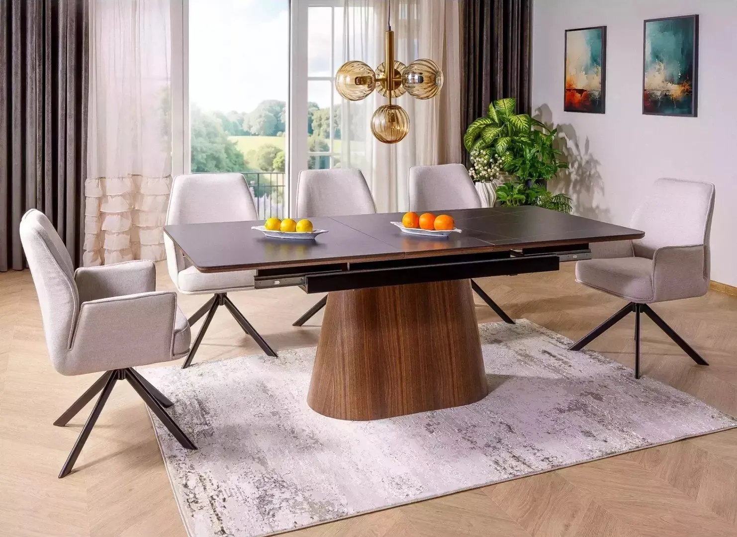 Стол раскладной Signal Monaco 160/200 (Walnut/Black)