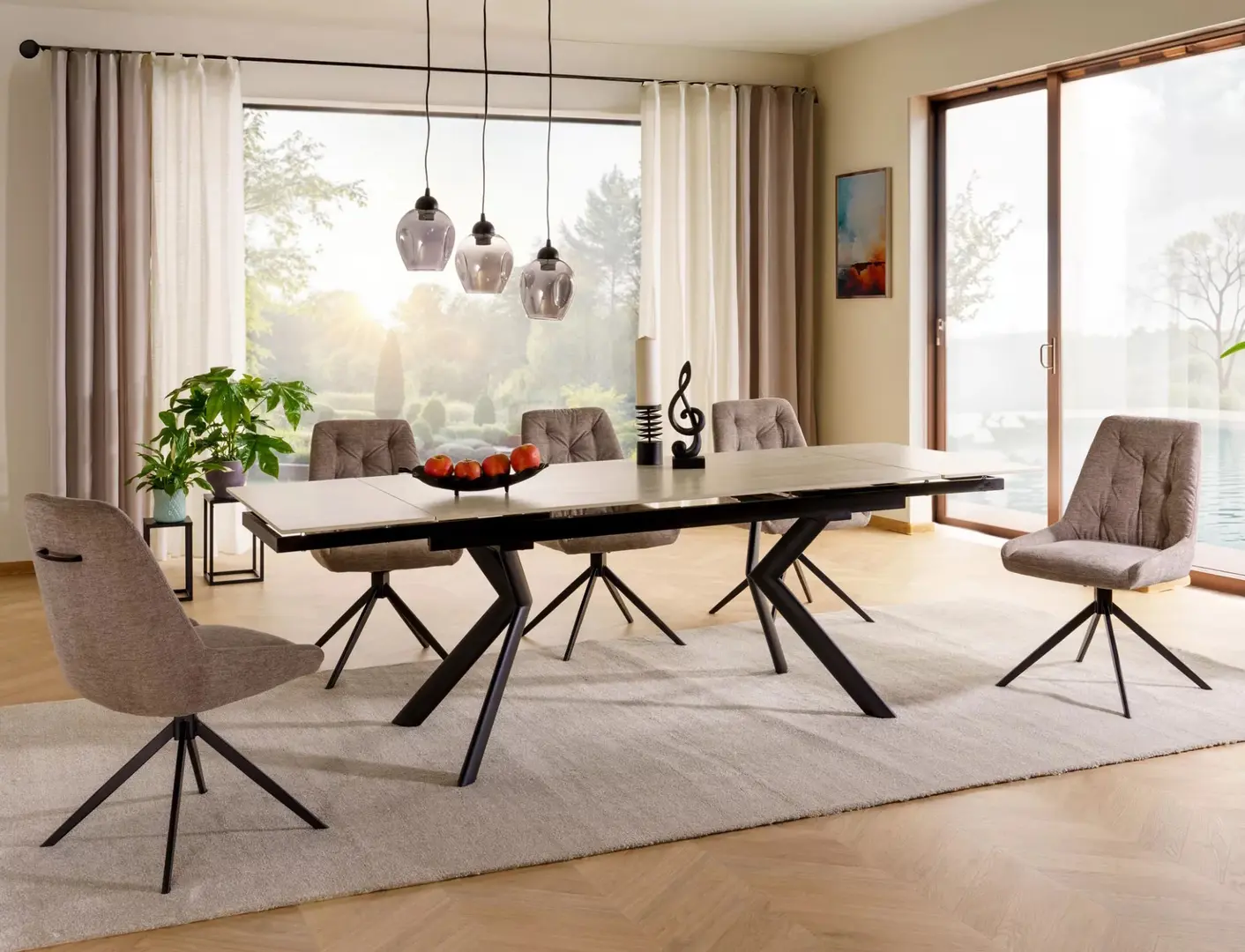 Masa extensibila Signal Norton 160/240 (Travertine Beige/Black)