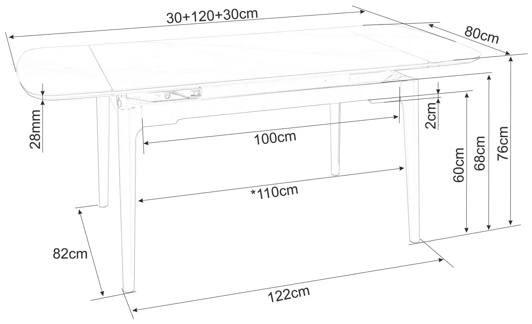 Masa extensibila Signal Sento 120/180 (Black)