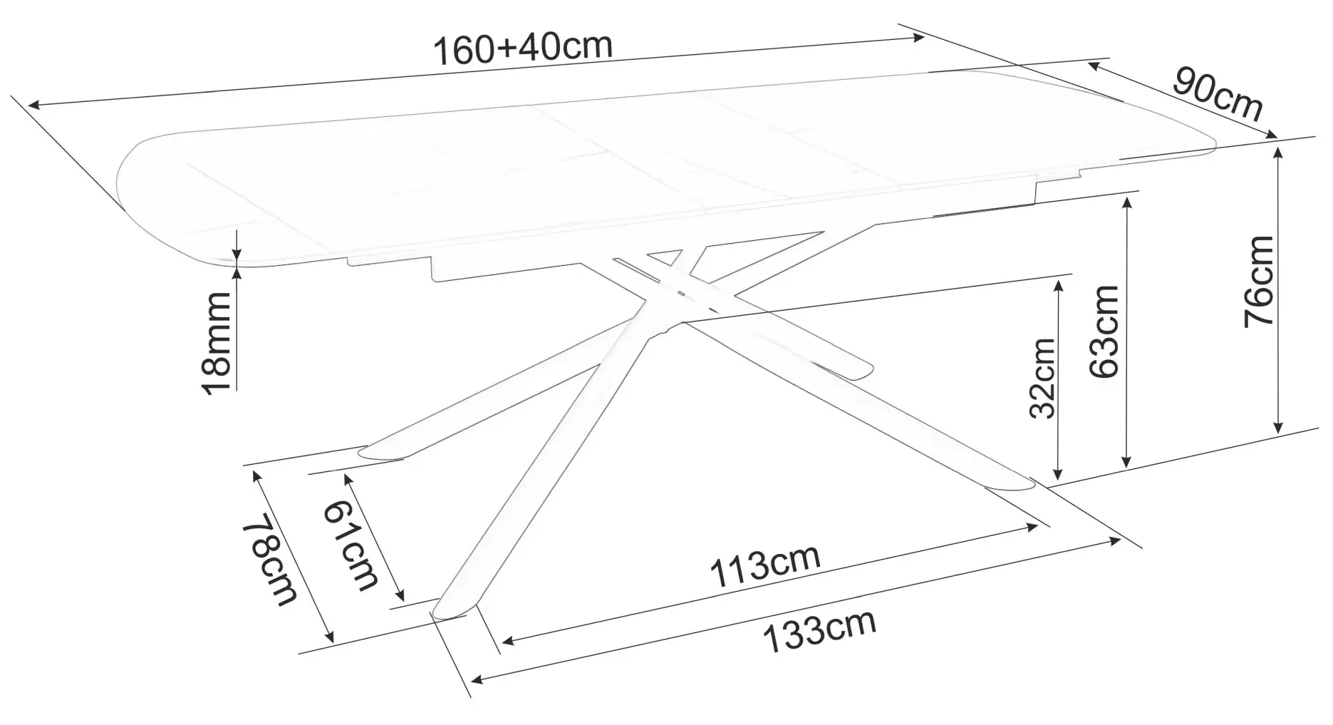Стол раскладной Signal Vector 160/200 (Black)