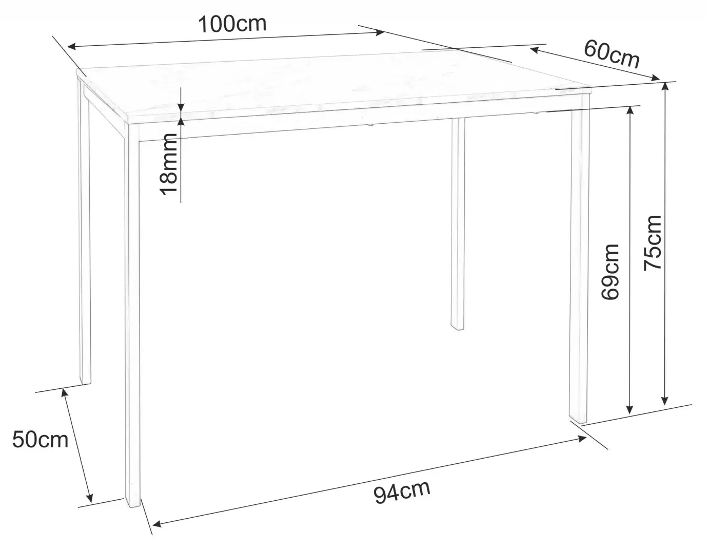Стол Signal Mario (White Marble/Black)