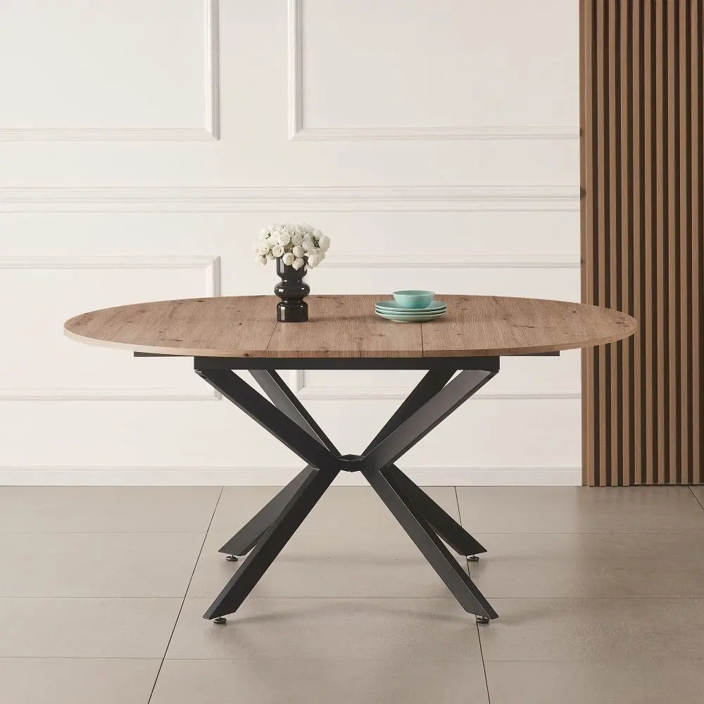 Стол раскладной Tempo Kondela Abero Tip 1 100/140x75 (Artisan Oak/Black)